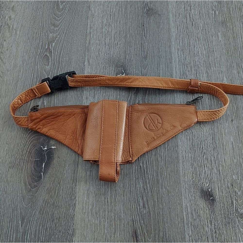 Vintage David King & Co. Leather Water Bottle Holder Fanny Pack Waist Bag
